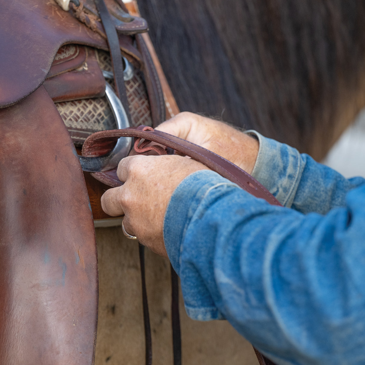 Doubled and Stitched Off Billet, Brown, 1-3/4"x39"