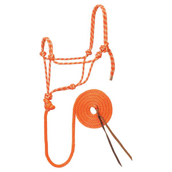 Diamond Braid Rope Halter and Lead, Orange/Mint