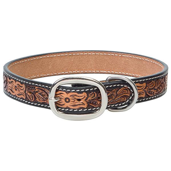 Floral Tooled Dog Collar, 3/4" x 13"