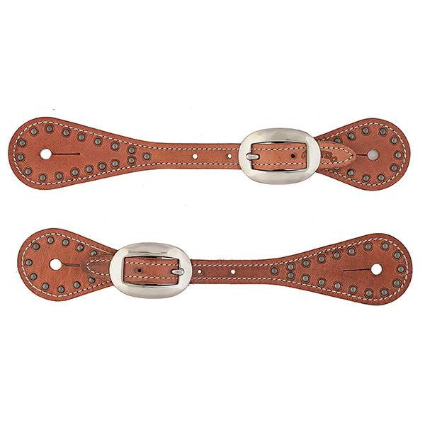 Youth Harness Leather Spur Straps with Spots, Russet