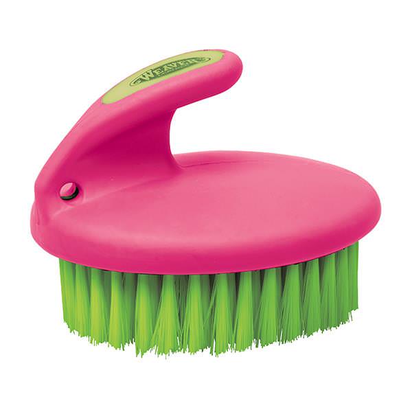 Palm-Held Face Brush with Soft Bristles, Pink/Lime