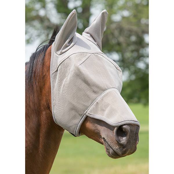 Nose and Ear Covered Fly Masks with Xtended Life Closure System, Large, Gray