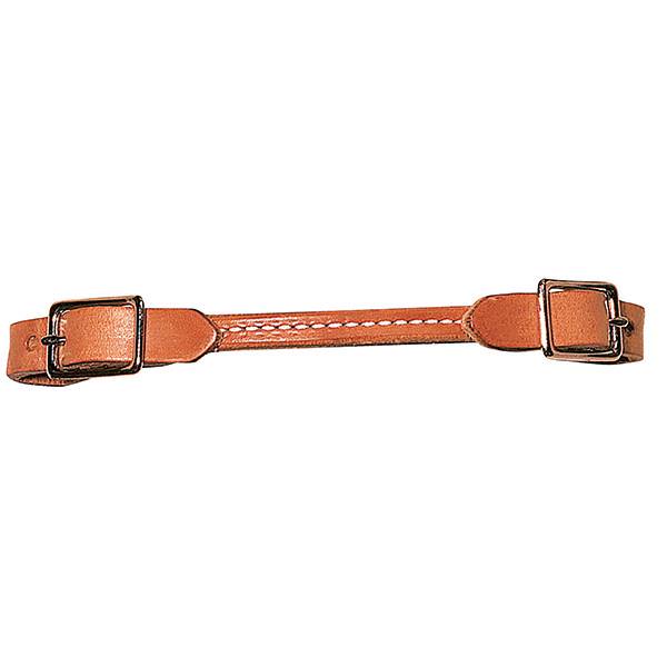 Harness Leather Rounded Curb Strap, Nickel Plated Hardware
