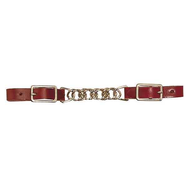Latigo Leather 3-1/2" Single Flat Link Chain Curb Strap