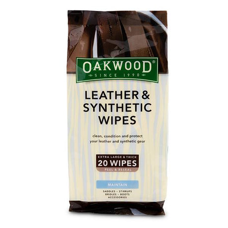 Pack of Oakwood® Leather Wipes for cleaning and conditioning leather tack, furniture, purses, boots, and more