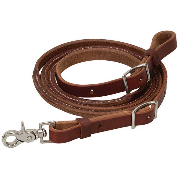 Oiled Canyon Rose Heavy Harness Leather Round Roper Rein, 5/8" x 7