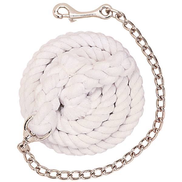 White Cotton Lead Rope with Nickel Plated Chain and 225 Snap