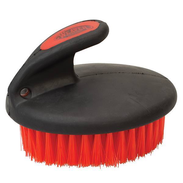 Palm Held Face Brush with Soft Bristles, Red/Black