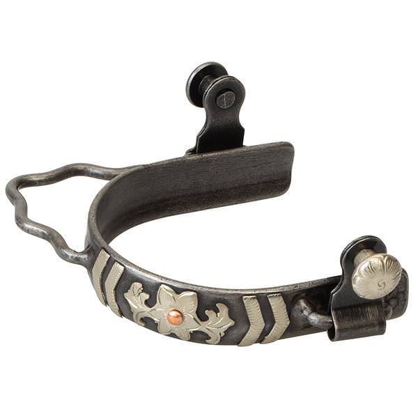 Ladies Barrel Spurs with Chevron/Floral Design, Black