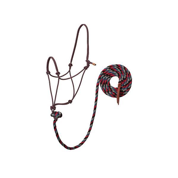 EcoLuxe<sup>&trade;</sup> Rope Halter with 10 Lead, Charcoal/Indigo Blue /Dark Red/Black, Average Horse