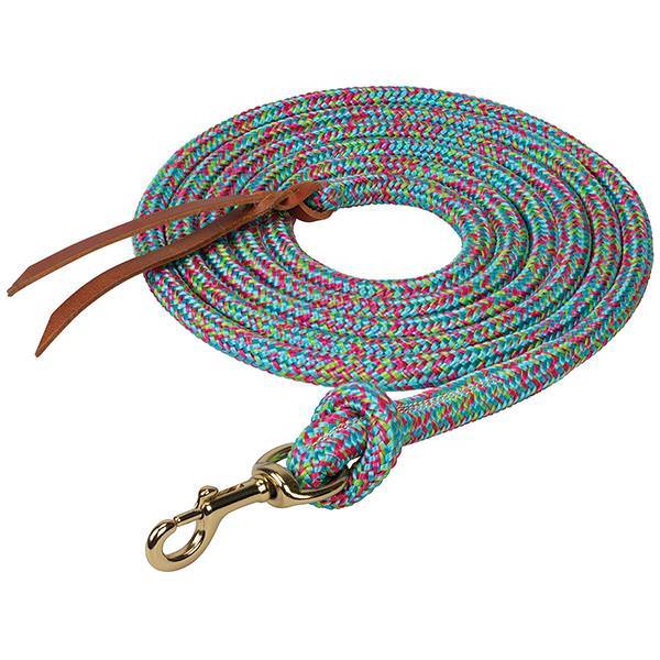 Poly Cowboy Lead with Snap, 5/8" x 10, Sky BL/Rasp/Lime