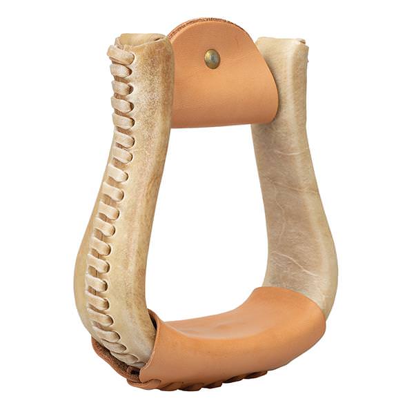Nat. Rawhide Covered Stirrup, Bell, 3" Neck, 2" Tread, Natural