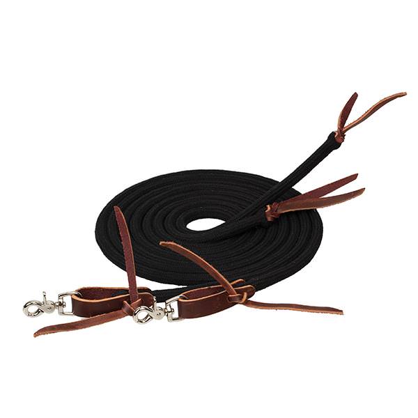 Pima Cotton Split Reins, 1/2" x 8, Black