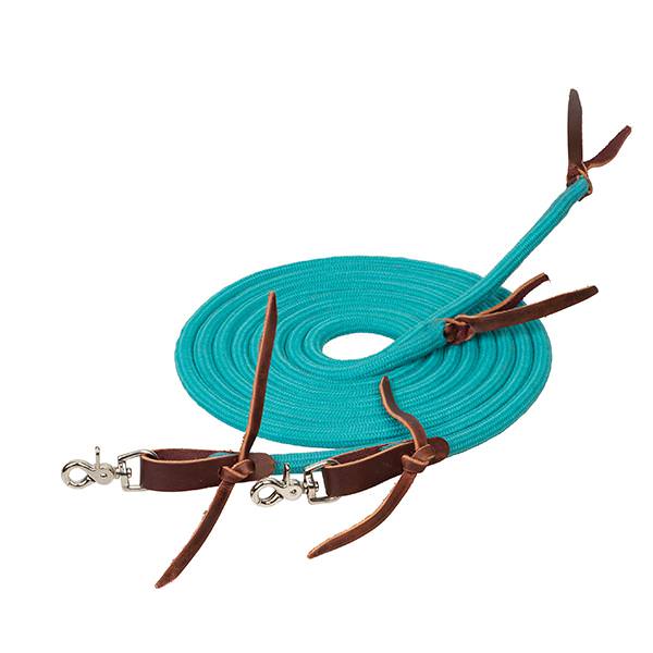 Pima Cotton Split Reins, 1/2" x 8, Turquoise