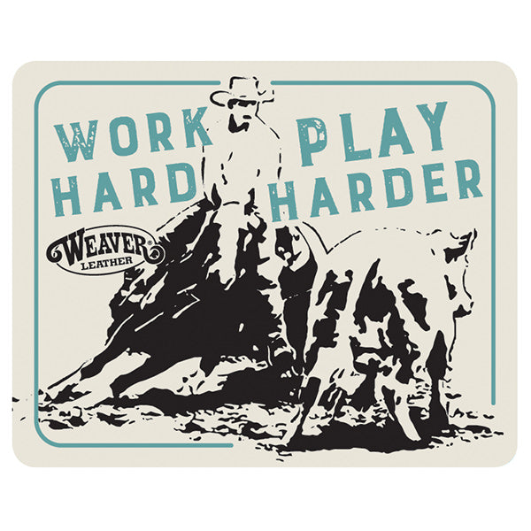 Weaver Leather Sticker, Work Harder Play Harder