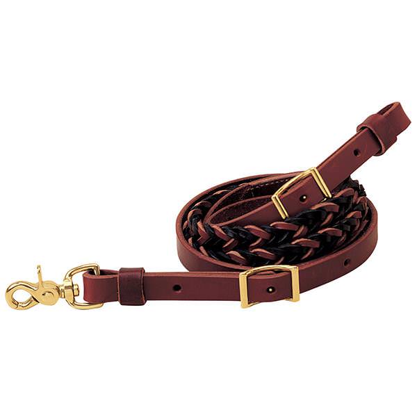 Two-Tone Latigo Leather 5-Plait Roper Rein, 3/4" x 8