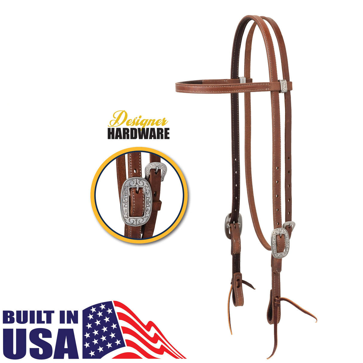 Synergy® Latigo Leather Lined Headstall with Floral Designer Hardware