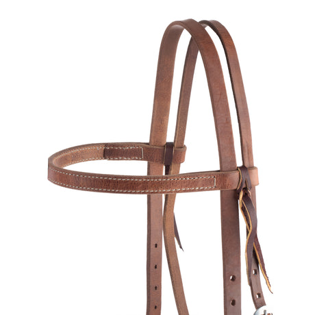 Oiled Hermann Oak Harness Leather Headstall with Tie Ends