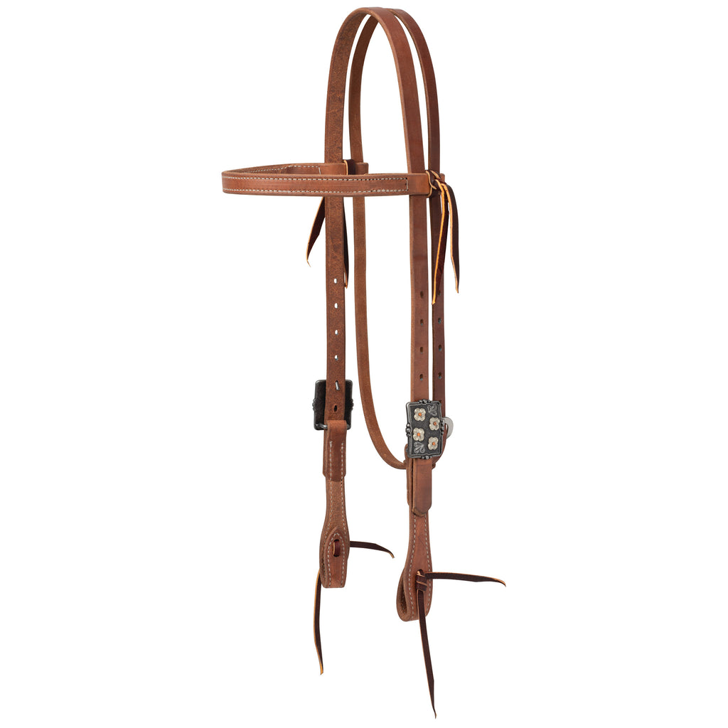 ProTack Headstall, Straight Brow, Silver Flower