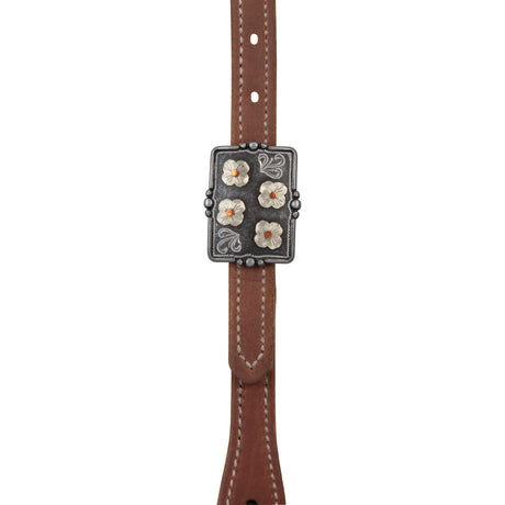 Oiled Hermann Oak Harness Leather Headstall with Designer Hardware