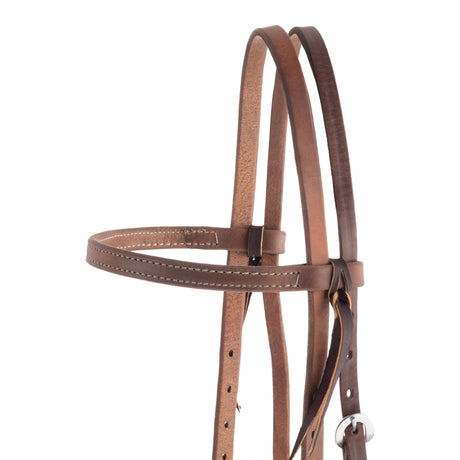 Oiled Hermann Oak Harness Leather Headstall with Designer Hardware
