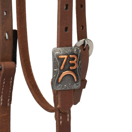 Oiled Hermann Oak Harness Leather Headstall with Designer Hardware
