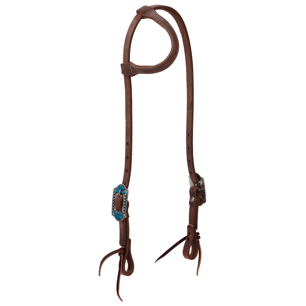 ProTack Headstall, Sliding Ear, Turquoise Flower