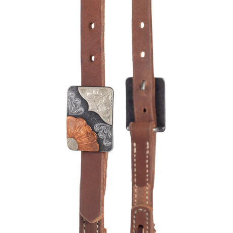 Oiled Hermann Oak Harness Leather Headstall with Designer Hardware