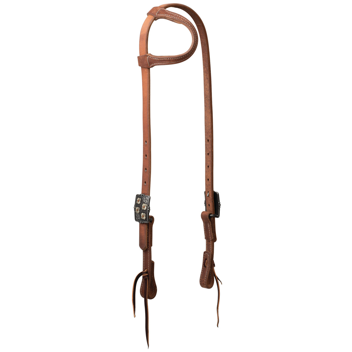 ProTack Headstall, Sliding Ear, Silver Flower