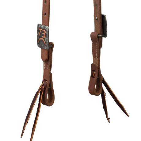 Oiled Hermann Oak Harness Leather Headstall with Designer Hardware