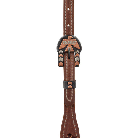 Oiled Hermann Oak Harness Leather Headstall with Designer Hardware