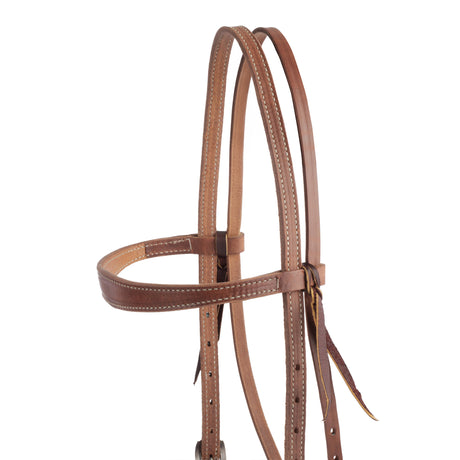 Oiled Hermann Oak Harness Leather Headstall with Designer Hardware