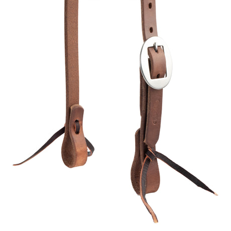 Oiled Hermann Oak Harness Leather Headstall with Tie Ends