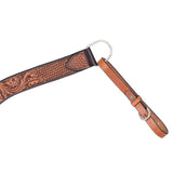 Turquoise Cross Tooled Floral Basketweave Contoured Breast Collar