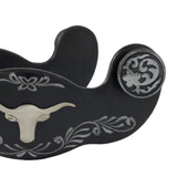 Men's Show Spurs with Engraved Floral Trim and Longhorn Accent