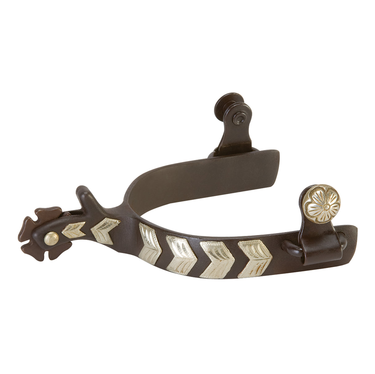 Mens Show Spurs with German Silver Chevron Trim