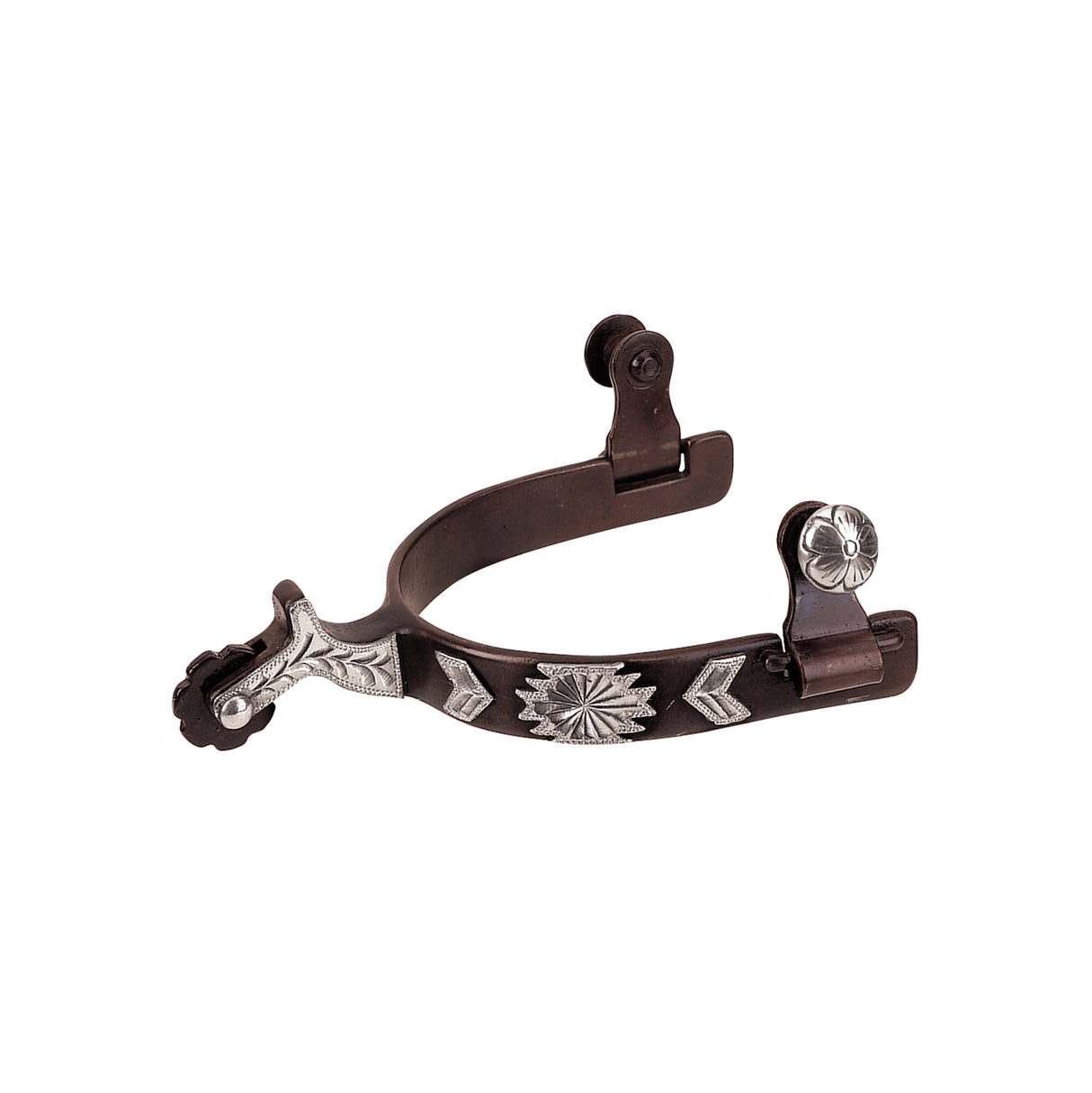 Mens Chap Guard Spurs with Engraved German Silver Trim