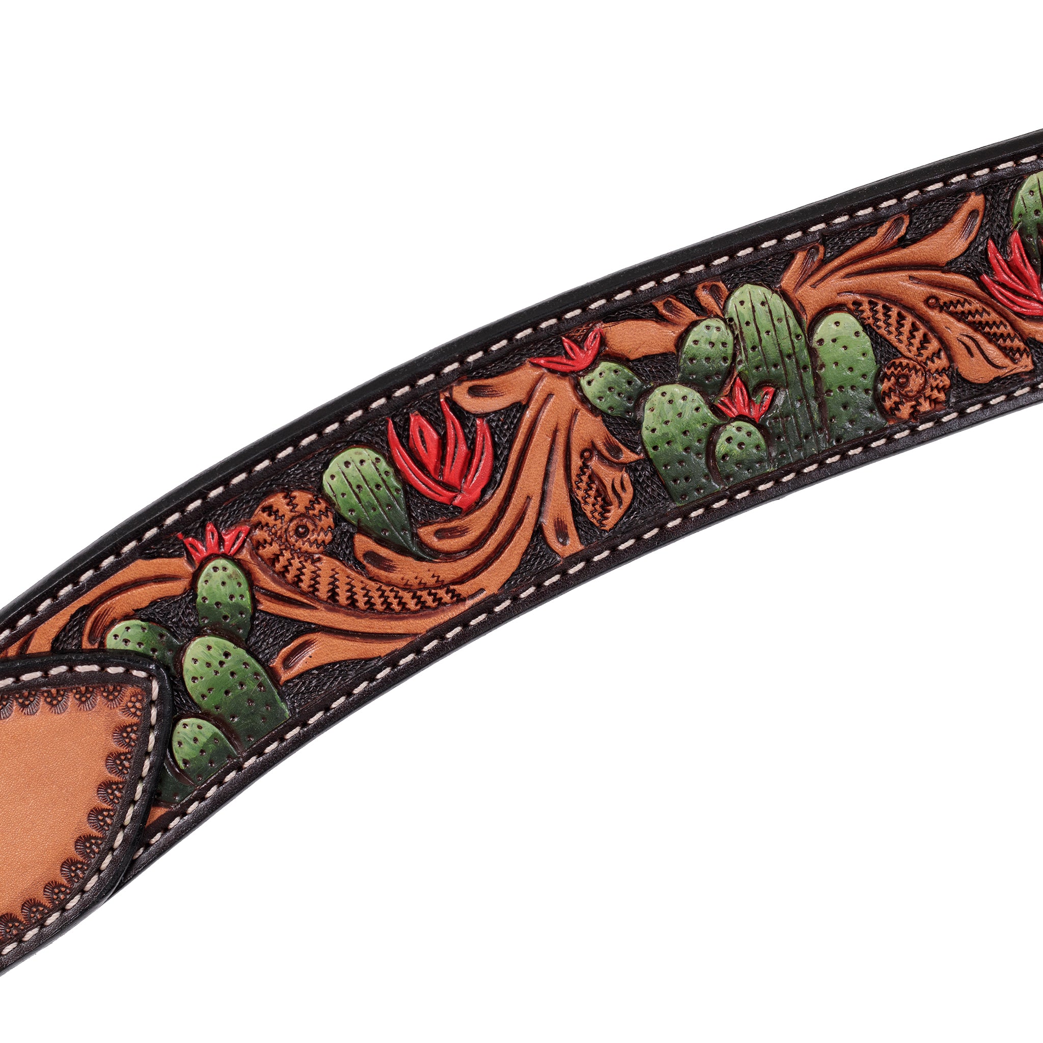 Turquoise Cross Cactus Tooled Contoured Breast Collar – Weaver Equine