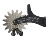 Men's Show Spurs with Engraved Floral Trim and Longhorn Accent
