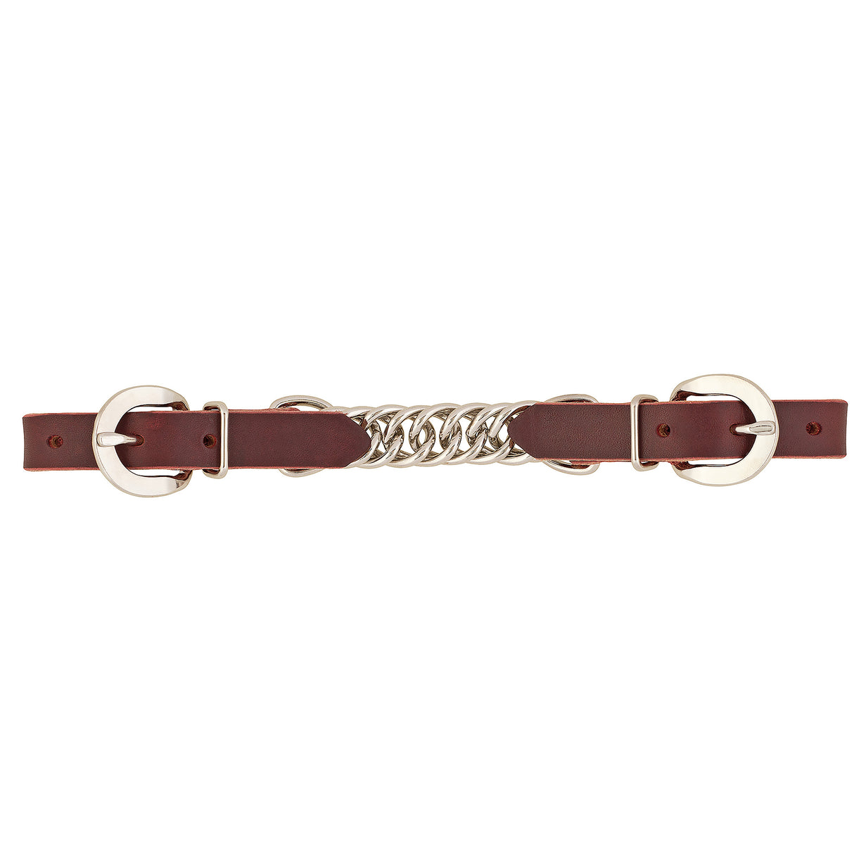 Latigo Leather 3-1/2" Single Flat Link Chain Curb Strap