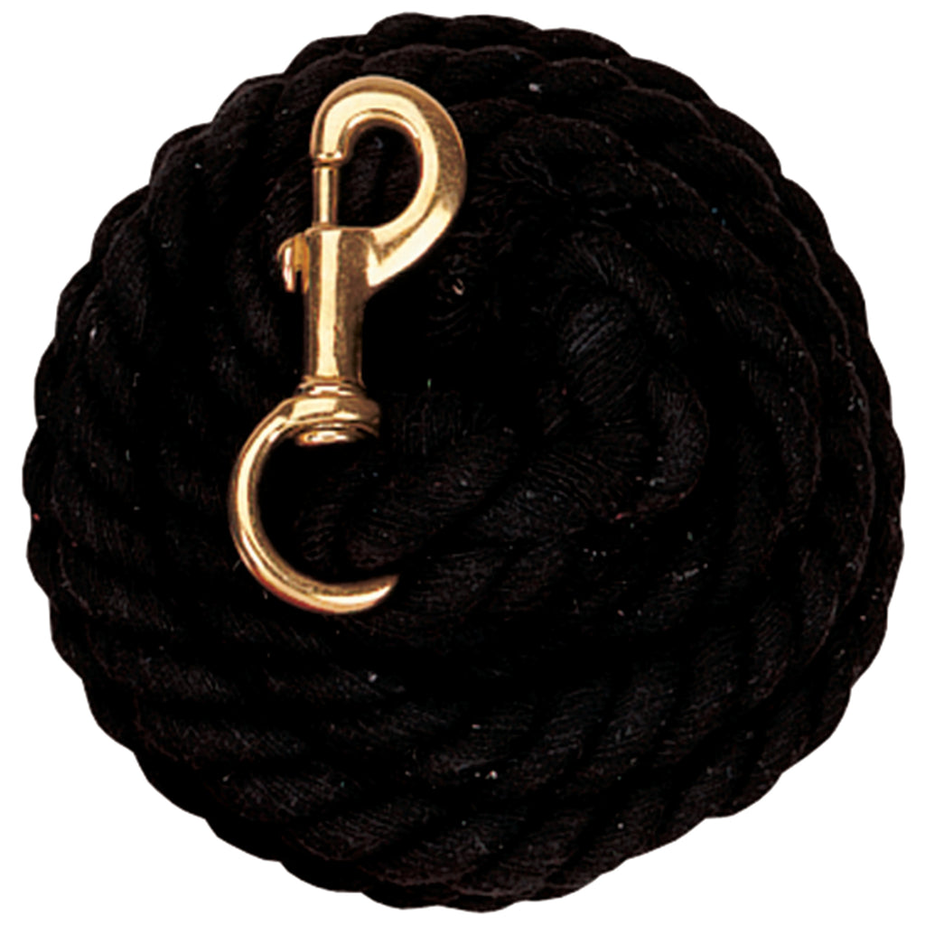 Cotton Lead Rope with Brass Plated 225 Snap, Black