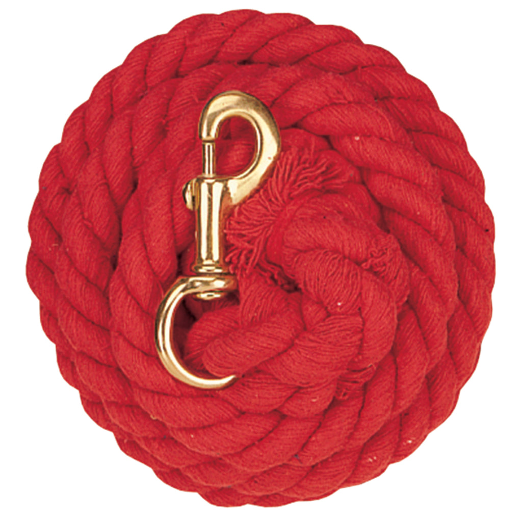 Cotton Lead Rope with Brass Plated 225 Snap, Red