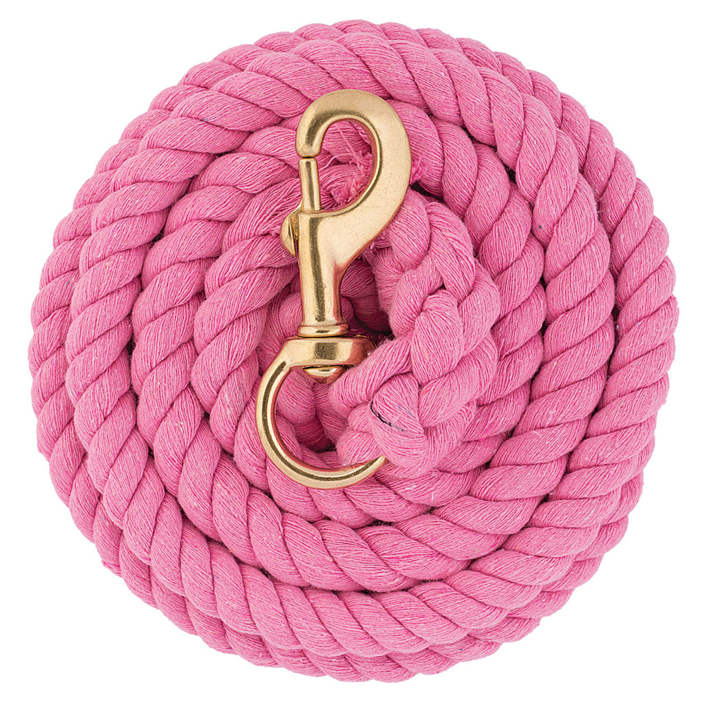 Cotton Lead Rope with Brass Plated 225 Snap, Pink