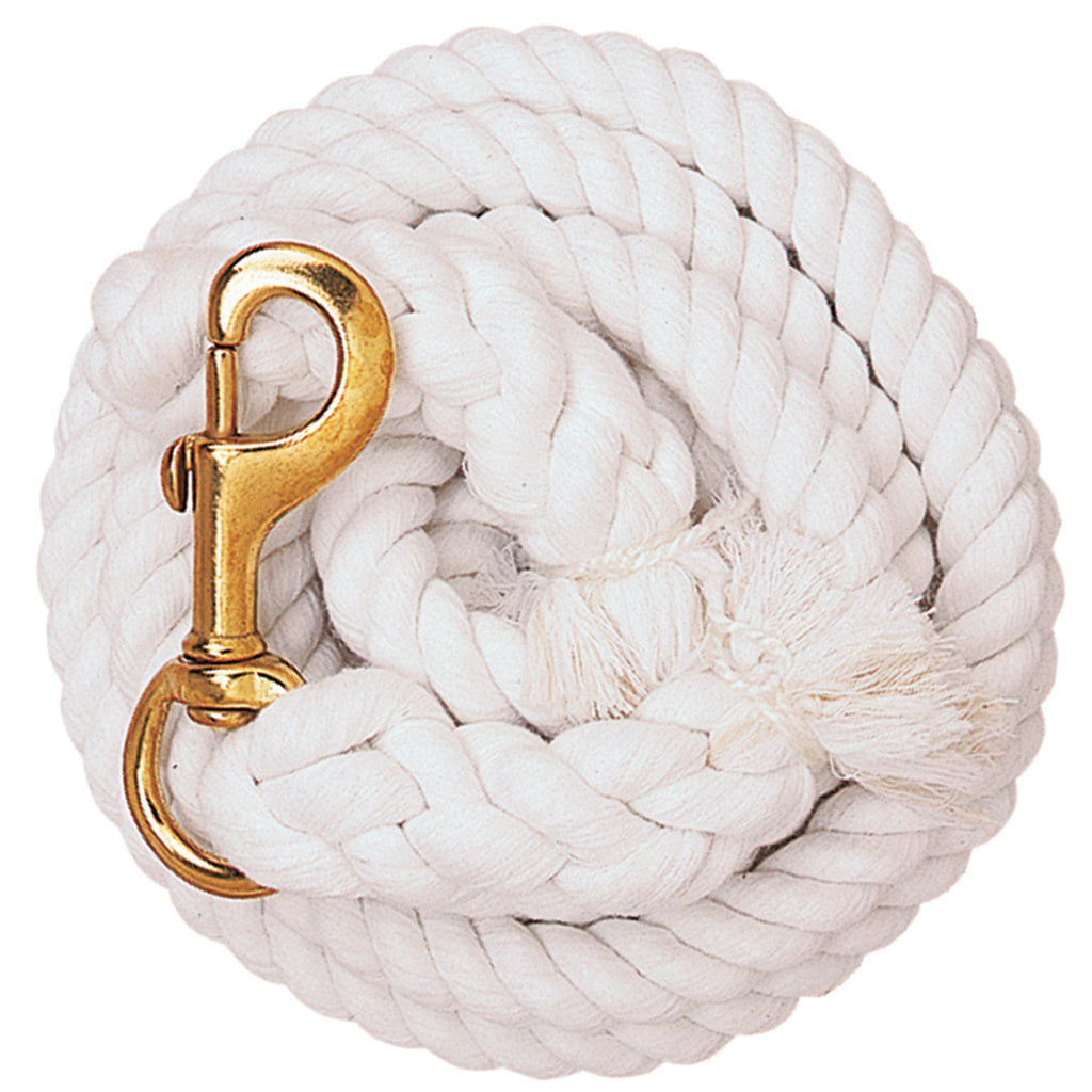 Cotton Lead Rope with Brass Plated 225 Snap, White