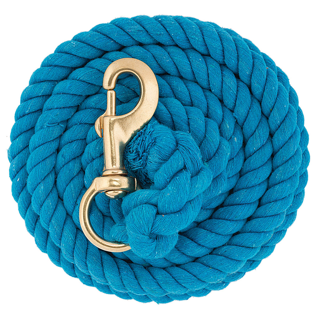 Cotton Lead Rope with Brass Plated 225 Snap, Hurricane Blue