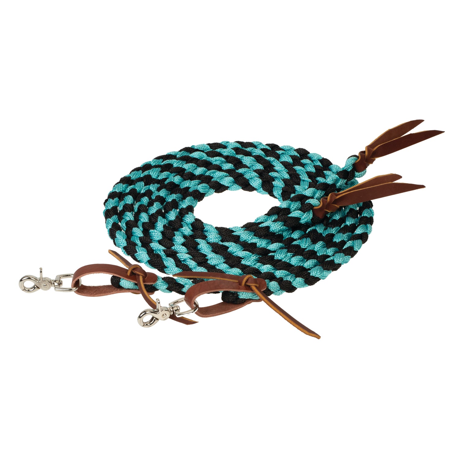 E-730-RBW 5/8" Sherrylynn Johnson barrel rein harness leather red, blu E-730-RBW 5/8" Sherrylynn Johnson barrel rein harness leather red, blu
