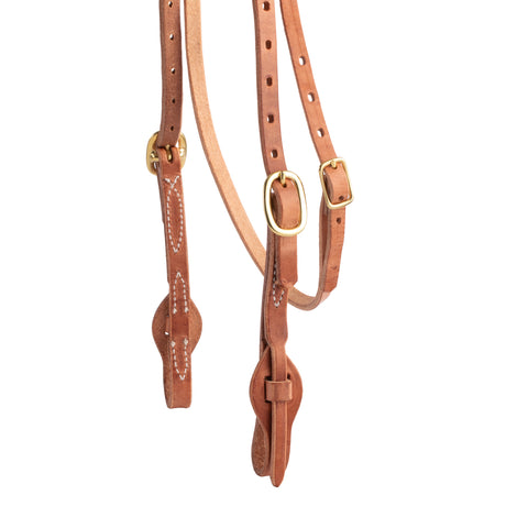Hermann Oak Harness Leather Quick Change Headstall with Leather Tab Ends