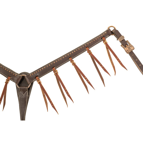 Tasseled Western Leather Breast Collar, Western Outlaw