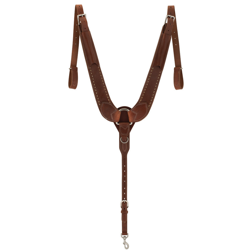 Elegant White Buckstitch Breast Collar for Equestrian Excellence