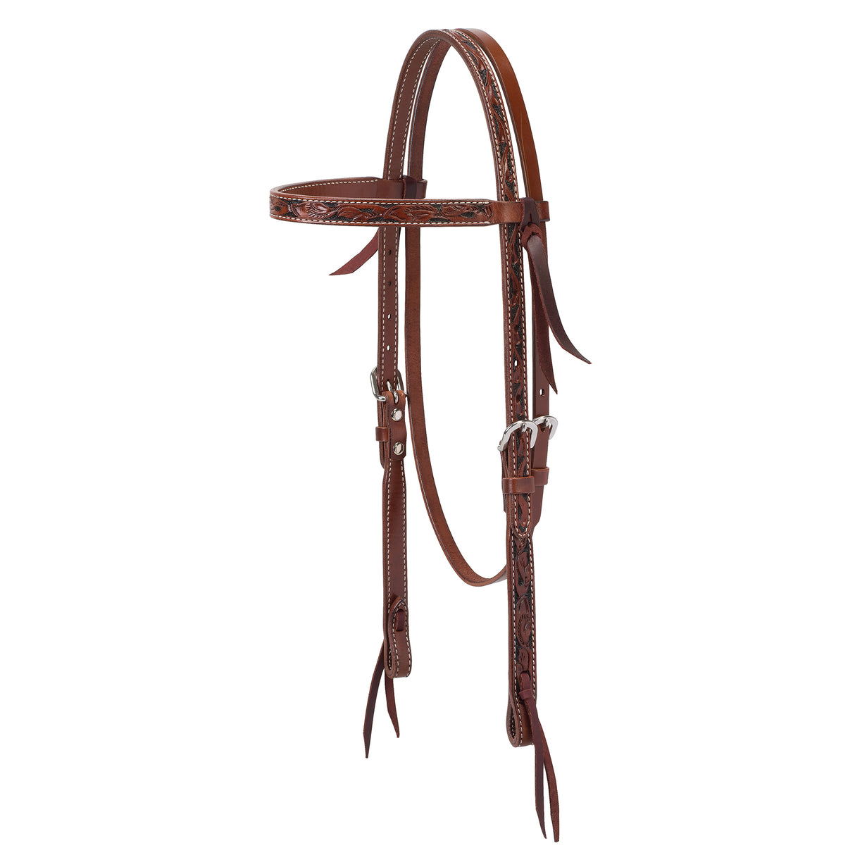 Turquoise Cross Floral Carved 5/8" Browband Headstall